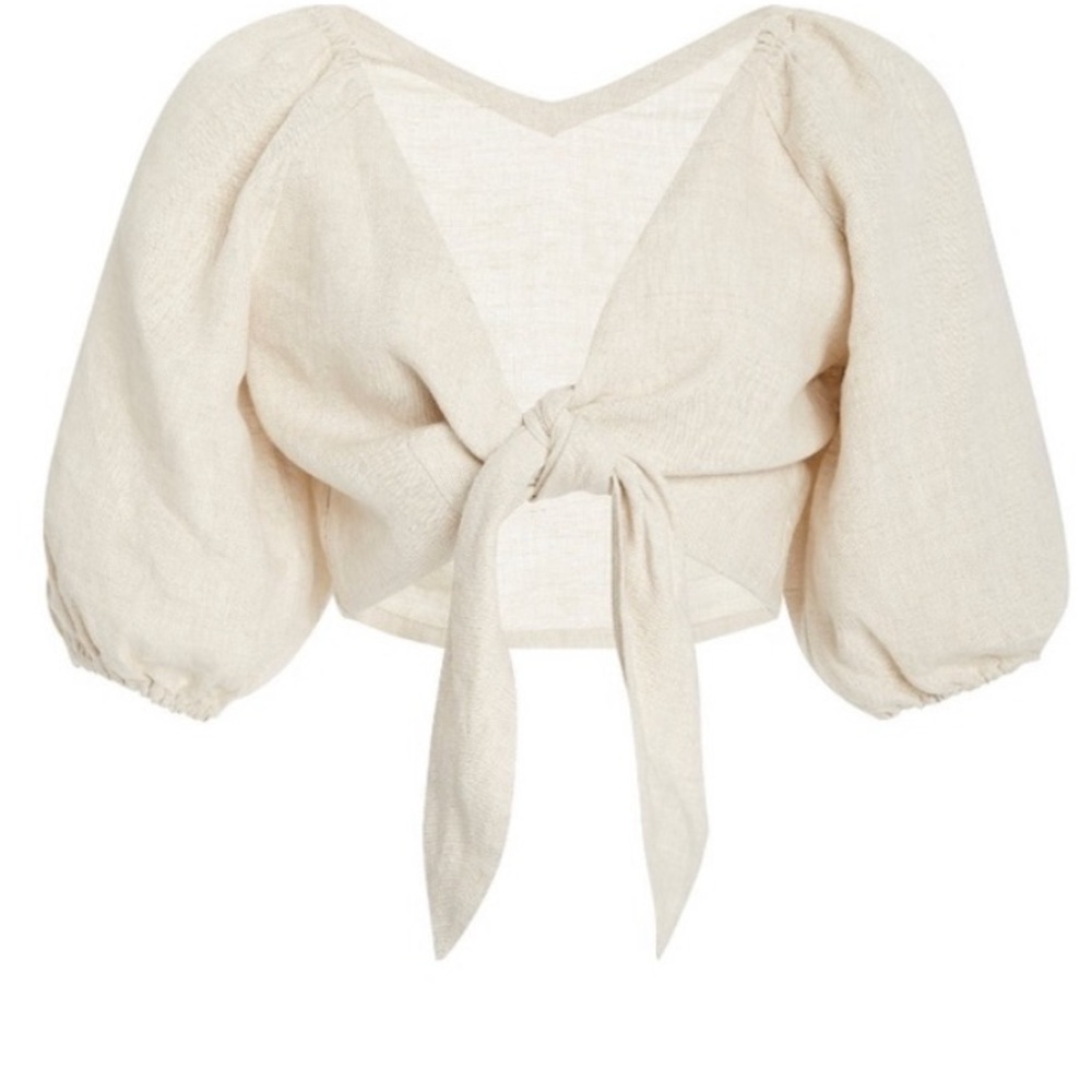 Posse linen tie front top